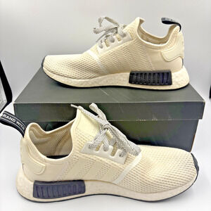 adidas NMD_R1 Boost Mens White Cream Black Knit Sneakers SHW675001 w/ Box